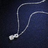 1CT Sterling Silver Real Moissanite- D Color Brilliant Diamond Heart Prong Necklace