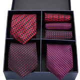 Men's Gift Box Tie 100% Silk Classic Jacquard Woven Tie and Hanky Set