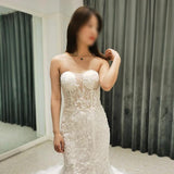 New Beautiful Strapless Mermaid Wedding Dress lace