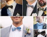 100% Silk Butterfly Pre-Tied Bow Tie Pocket Square Cufflinks Suit Set
