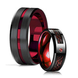 8mm Men Groove Beveled Edge Stainless Steel Wedding Band