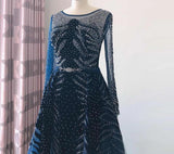 Sexy V Neck Long sleeve Dress- Heavily Beaded