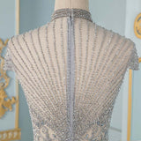 Elegant Black Crystals Mermaid Evening Dresses Long Cap Sleeve Formal Evening Gown (limited supply)