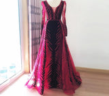 Sexy V Neck Long sleeve Dress- Heavily Beaded