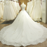 Vintage Luxury Lace Ball Gown Bridal Wedding Dress with Sleeves