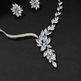 Women Crystal Novel branches and leaves style Bridal Jewelry Sets Earrings Necklace Wedding Jewelry Accessories