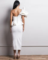 Bridesmaid gown One-Shoulder Backless Dresses Female Elegant Ruffle Mermaid Dress