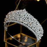 Luxury Bridal Swarovski Wedding Crown Tiara with Pearl and Crystals
