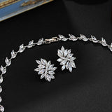 Women Crystal Novel branches and leaves style Bridal Jewelry Sets Earrings Necklace Wedding Jewelry Accessories