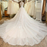 Deep V-Neck Lace Wedding Gown