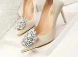 Bridal Wedding Shoes Faux Silk Satin Rhinestone Crystal