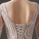 Full Lace beads luxury long sleeves ball gown wedding dress