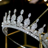 Swarovski Crystal Pearl Crown Crystal Tiara Wedding Bridal