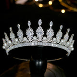 Swarovski Crystal Pearl Crown Crystal Tiara Wedding Bridal