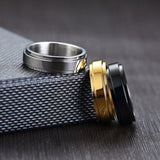 Men's Personalized Spinner Ring 6mm Stainless Steel Rotatable Wedding Band Custom Name/Date/Initial