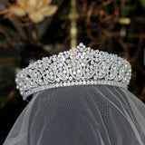 Luxury Bridal Swarovski Wedding Crown Tiara with Pearl and Crystals
