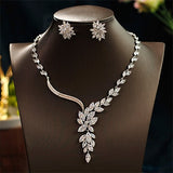 Women Crystal Novel branches and leaves style Bridal Jewelry Sets Earrings Necklace Wedding Jewelry Accessories