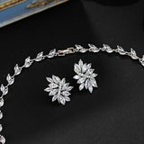 Women Crystal Novel branches and leaves style Bridal Jewelry Sets Earrings Necklace Wedding Jewelry Accessories