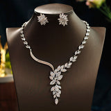 Women Crystal Novel branches and leaves style Bridal Jewelry Sets Earrings Necklace Wedding Jewelry Accessories