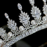 Swarovski Crystal Pearl Crown Crystal Tiara Wedding Bridal