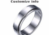 Men's Personalized Spinner Ring 6mm Stainless Steel Rotatable Wedding Band Custom Name/Date/Initial