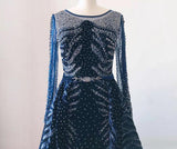 Sexy V Neck Long sleeve Dress- Heavily Beaded