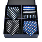Men's Gift Box Tie 100% Silk Classic Jacquard Woven Tie and Hanky Set
