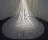 Sparkly White / Champagne Cathedral Veil Sequined With Comb 3X3.5Meters