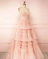 NEW 2022 Gorgeous Blush Pleated Sweetheart Princess Ball Gown Corset Adjustable Tie-back Evening Dresses