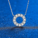 100% Moissanite Necklace- Circle Pendant Solid 925 Sterling Silver