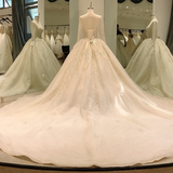 Heavy beading long sleeve wedding gown with sequin