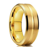 8mm Men Groove Beveled Edge Stainless Steel Wedding Band