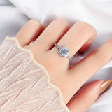 Moissanite Diamond Ring 1CT 2CT 3CT Brilliant Diamond Halo Engagement Rings- Sterling Silver