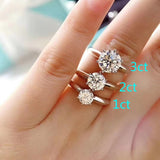 D Color Moissanite Adjustable Engagement Rings- 18K White Gold Plated Fine Jewelry