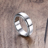 Men's Personalized Spinner Ring 6mm Stainless Steel Rotatable Wedding Band Custom Name/Date/Initial