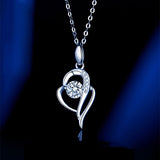14k White Gold Heart Necklace Brilliant Cut Moissanite Pendant