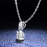 1CT Sterling Silver Real Moissanite- D Color Brilliant Diamond Heart Prong Necklace