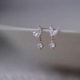 Elegant Sterling Silver French Simple Crystal Bud Stud Earrings
