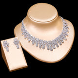 Swarovski Crystal Luxury Pendant Design Earrings Wedding Necklace Women