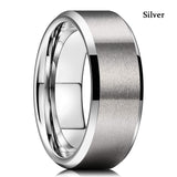 8mm Men Groove Beveled Edge Stainless Steel Wedding Band