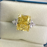 Luxury 13*16mm Topaz High Carbon Diamond Bridal Rings Sparkling Fine Jewelry