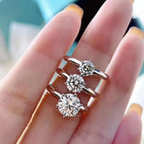 D Color Moissanite Adjustable Engagement Rings- 18K White Gold Plated Fine Jewelry