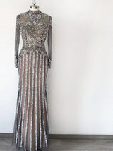 NEW ARRIVAL 2022 Luxury Evening Dress Beading Sequined Long Sleeves Mermaid Sparkly