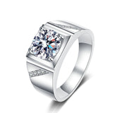 Moissanite Ring For Men 2 Carat Round Brilliant Diamonds Engagement Wedding Jewelry Includes Box