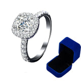 Moissanite Diamond Ring 1CT 2CT 3CT Brilliant Diamond Halo Engagement Rings- Sterling Silver