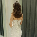 New Beautiful Strapless Mermaid Wedding Dress lace