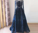 Sexy V Neck Long sleeve Dress- Heavily Beaded