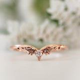 Luxury Rings Set Crown Rose Gold 2pcs