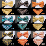 100% Silk Butterfly Pre-Tied Bow Tie Pocket Square Cufflinks Suit Set
