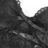 Embroidery Sexy Lingerie Bra+Garters+Thong 3 Piece Set